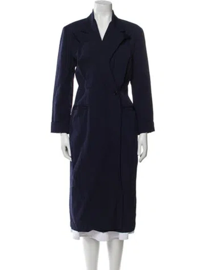 Pre-owned Ralph Lauren Wool Trench Coat In Blue