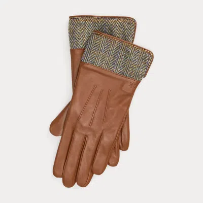 Ralph Lauren Wool Tweed & Sheepskin Gloves In Brown