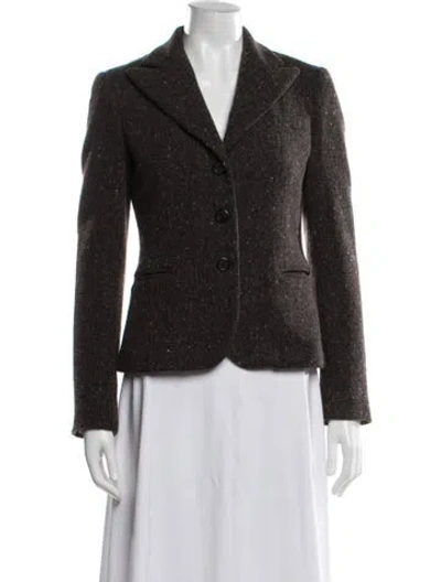 Pre-owned Ralph Lauren Wool Tweed Pattern Blazer In Brown