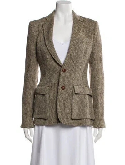 Pre-owned Ralph Lauren Wool Tweed Pattern Blazer In Gray