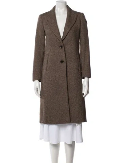 Pre-owned Ralph Lauren Wool Tweed Pattern Coat In Brown