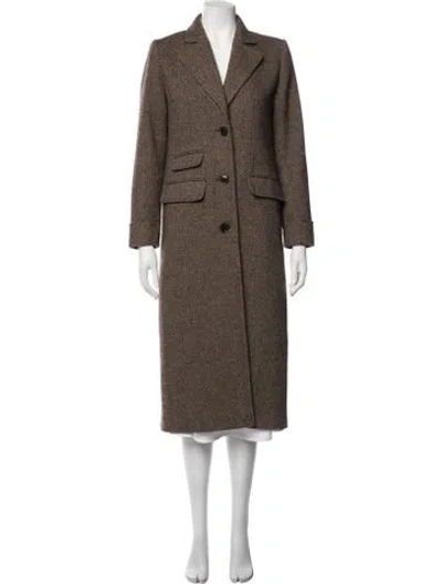 Pre-owned Ralph Lauren Wool Tweed Pattern Coat In Brown
