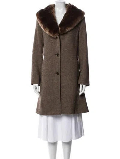 Pre-owned Ralph Lauren Wool Tweed Pattern Coat In Brown