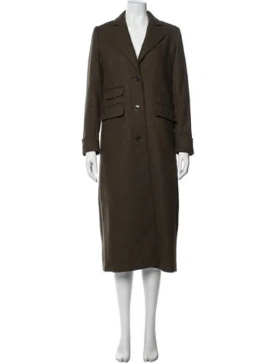 Pre-owned Ralph Lauren Wool Tweed Pattern Coat In Green