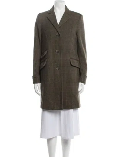 Pre-owned Ralph Lauren Wool Tweed Pattern Coat In Green