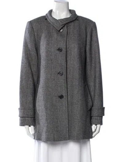 Pre-owned Ralph Lauren Wool Tweed Pattern Coat In Grey