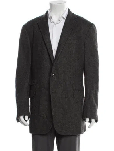 Pre-owned Ralph Lauren Wool Tweed Pattern Peacoat In Gray