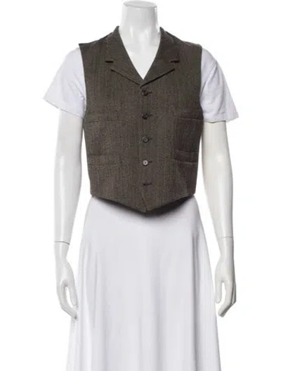 Pre-owned Ralph Lauren Wool Tweed Pattern Vest In Brown