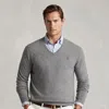 Ralph Lauren Wool V-neck Sweater In Gray