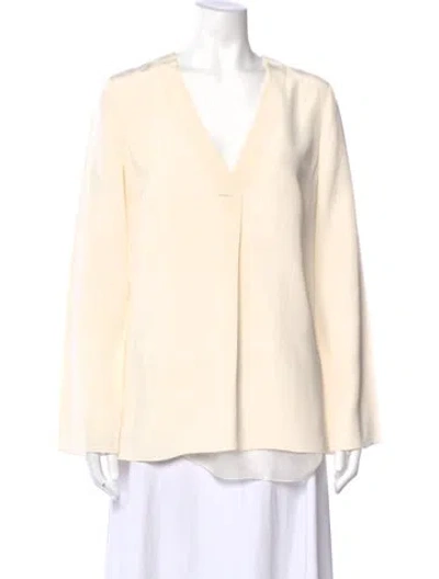 Pre-owned Ralph Lauren Wool V-neck Blouse In White