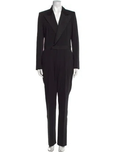 Pre-owned Ralph Lauren Wool V-neck Jumpsuit In Black