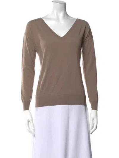 Pre-owned Ralph Lauren Wool V-neck Sweater In Brown