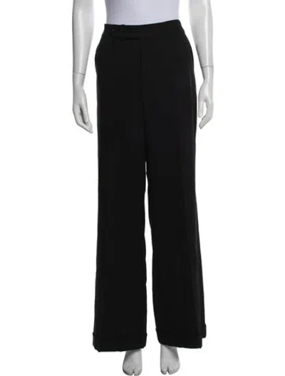 Pre-owned Ralph Lauren Wool Wide Leg Pants In Black
