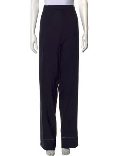 Pre-owned Ralph Lauren Wool Wide Leg Pants In Black