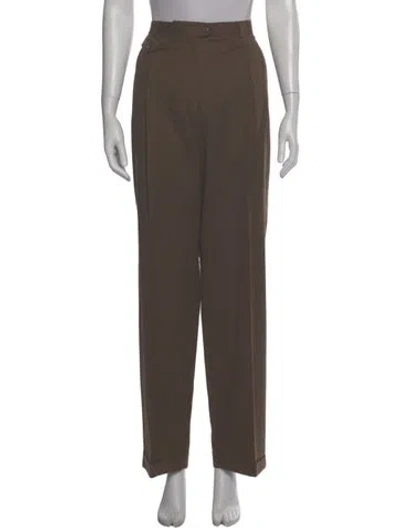 Pre-owned Ralph Lauren Wool Wide Leg Pants In Brown