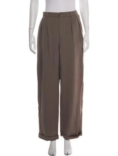 Pre-owned Ralph Lauren Wool Wide Leg Pants In Brown