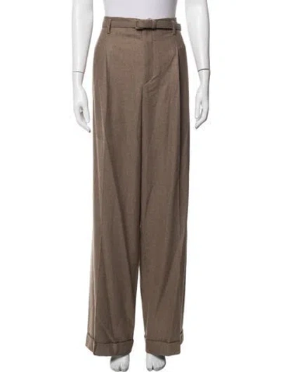 Pre-owned Ralph Lauren Wool Wide Leg Pants In Brown