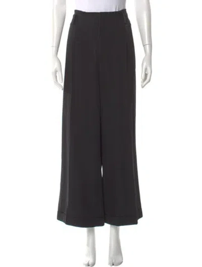 Pre-owned Ralph Lauren Wool Wide Leg Pants In Gray