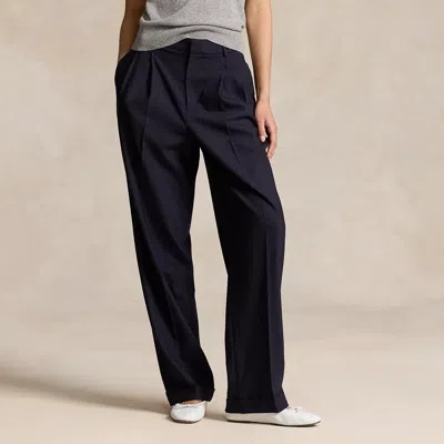 Polo Ralph Lauren Wool-blend Bacall Pant In Navy In Blue