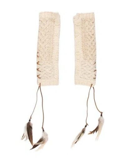 Pre-owned Ralph Lauren Wool-blend Fingerless Gloves In Neutrals