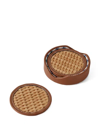 Ralph Lauren Woven Coaster Set Of Four In Brown