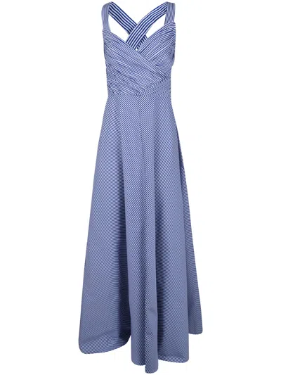 Ralph Lauren Woven "gown" Dress In Blue