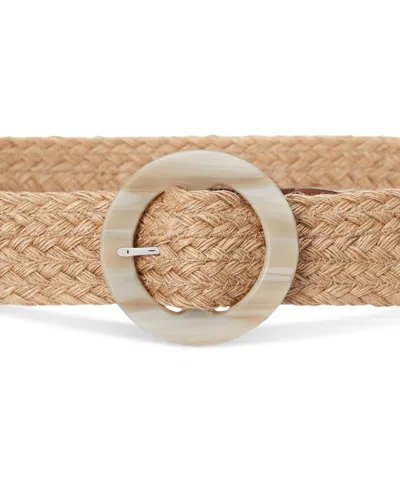 Ralph Lauren Woven Jute Faux-horn-buckle Wide Belt In Natural,lauren Tan