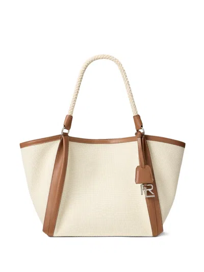 Ralph Lauren Woven Keybell Rope-handle Tote Bag In Neutral