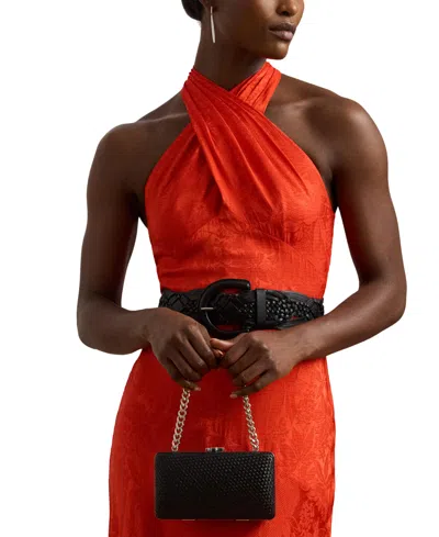 Ralph Lauren Woven Leather Small Franki Clutch In Orange