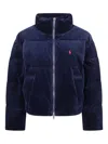 Ralph Lauren Woven-puffer-coat In Blue