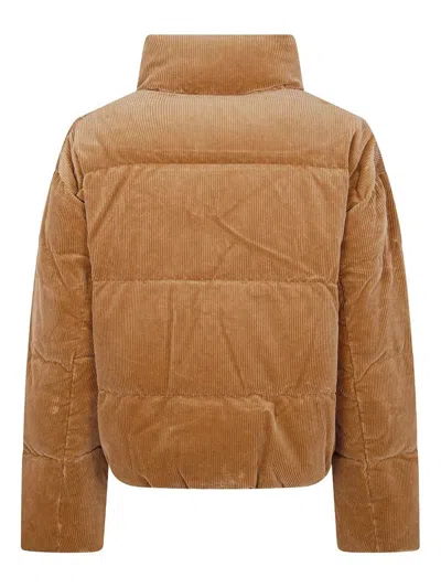 Ralph Lauren Woven-puffer-coat In Brown