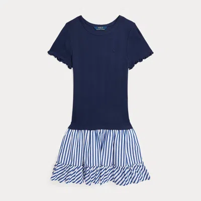 Ralph Lauren Kids' Woven-skirt Pointelle-knit Cotton Dress In Multi