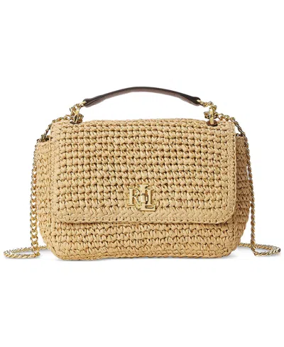 Ralph Lauren Woven Sophee Crossbody Bag In Lauren Tan,natural