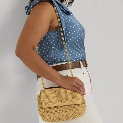 Ralph Lauren Lauren  Woven Straw Medium Sophee Bag Woman Cross-body Bag Beige Size - Straw In Natural/lauren Tan