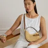 Ralph Lauren Woven Straw Small Tasha Crossbody Bag In Brown