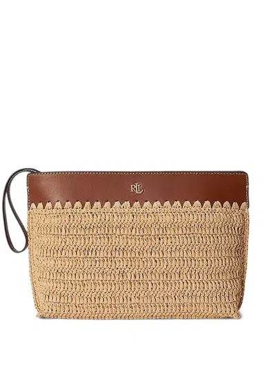 Ralph Lauren Woven Top Handle Purse In Neutral