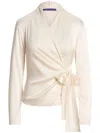 Polo Ralph Lauren Shea Silkshaw Wrap Blouse In Neutrals