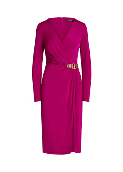 Ralph Lauren Wrap-style Midi Dress With Deep V-neck In Multi