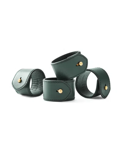 Ralph Lauren Wyatt Leather Napkin Rings, Set Of 4 In Green