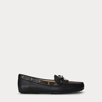 Ralph Lauren Wylie Nappa Leather Driver In Black