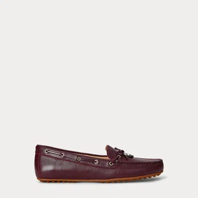 Ralph Lauren Wylie Nappa Leather Driver In Burgundy