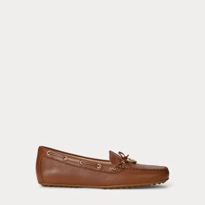 Ralph Lauren Wylie Nappa Leather Driver In Lauren Tan