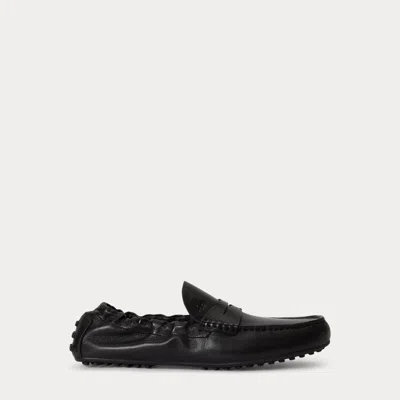Ralph Lauren Wynnie Leather Driver In Black