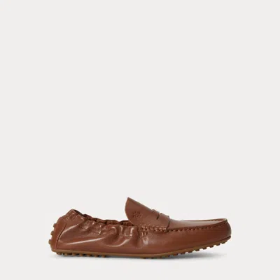 Ralph Lauren Wynnie Leather Driver In Lauren Tan In Brown