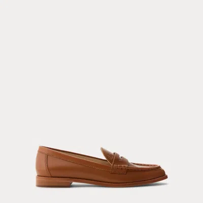 Ralph Lauren Wynnie Leather Loafer In Lauren Tan In Brown