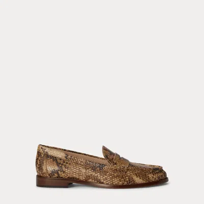 Ralph Lauren Wynnie Python-embossed Leather Loafer In Tan Multi