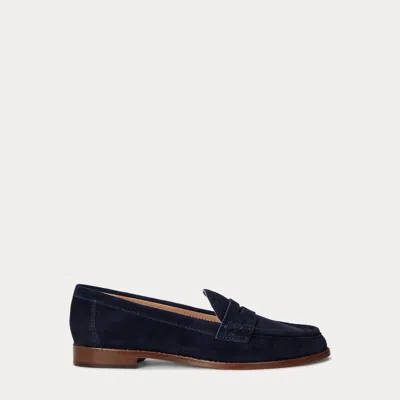 Ralph Lauren Wynnie Suede Loafer In Blue