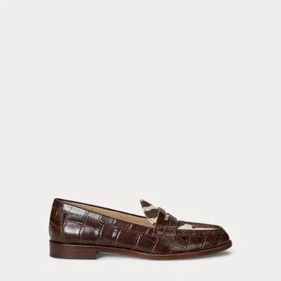 Ralph Lauren Wynnie Zebra-print-trim Embossed Loafer