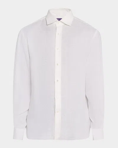 Ralph Lauren X Neiman Marcus Men's Textured Linen Sport Shirt In White