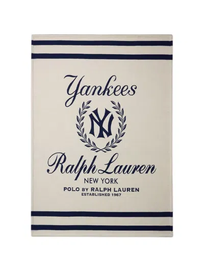 Ralph Lauren X New York Yankees Logo-print Throw Blanket In Neutral